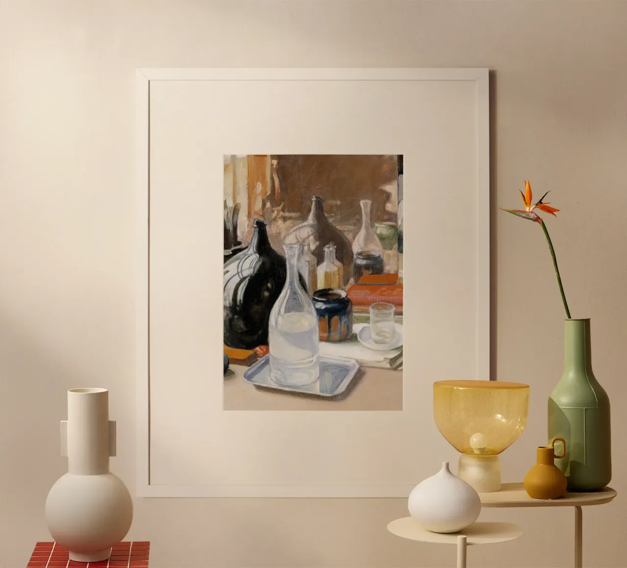 Modernistisches Küchenstillleben - Flaschen & Glaswaren Kunst Poster von ClubArt