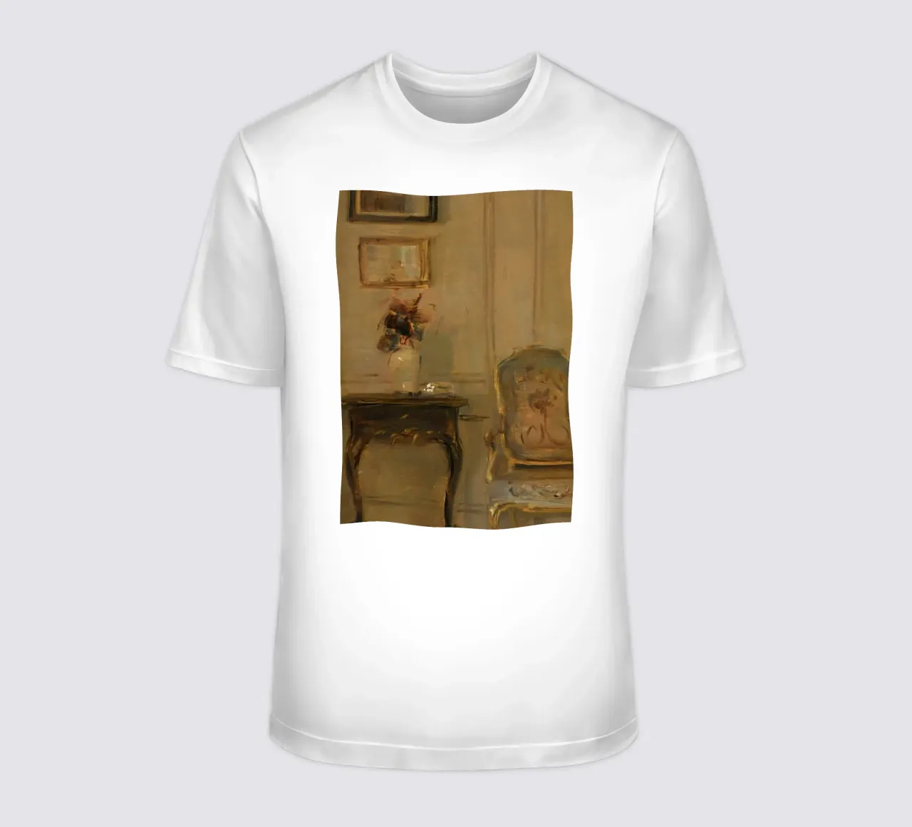 Intérieur impressionniste avec fleurs et chaise ancienne t-shirt de ClubArt