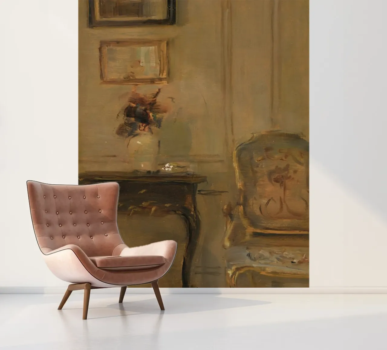 Impressionist Interior with Flowers & Antique Chair photo wallpaper by ClubArt