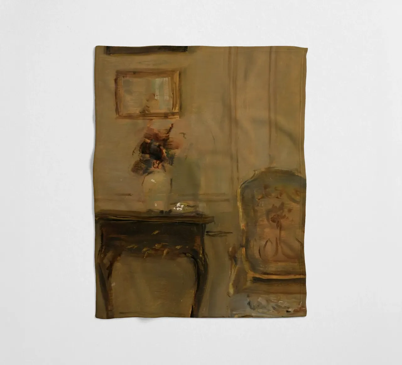 Intérieur impressionniste avec fleurs et chaise ancienne plaid polaire de ClubArt