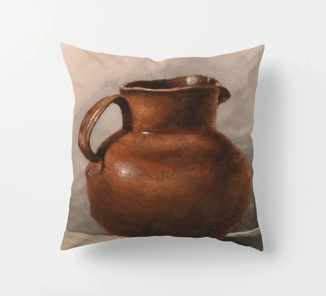 Natura morta di brocca rustica in gres - Arte da cucina vintage cuscino da ClubArt