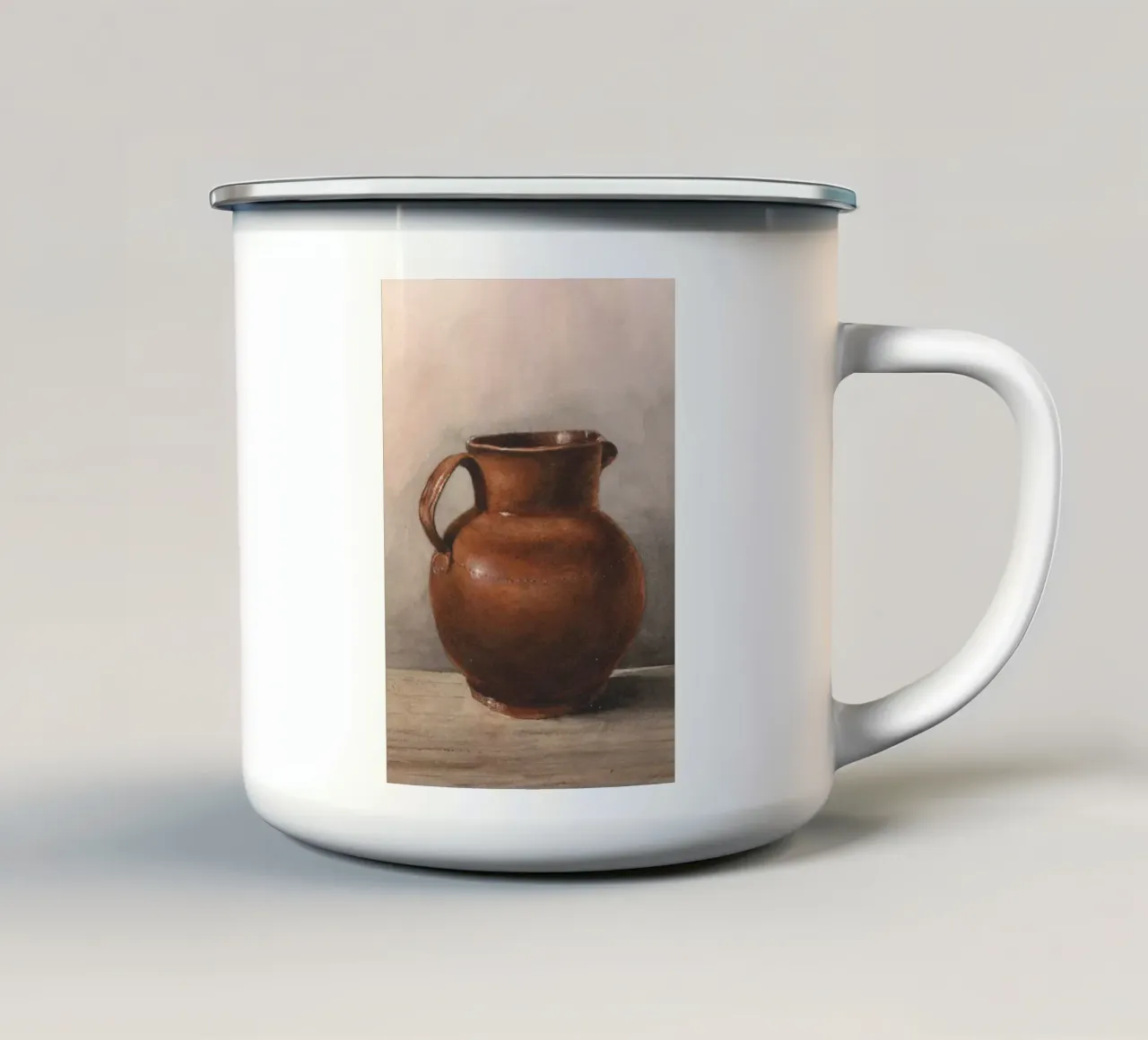 Natura morta di brocca rustica in gres - Arte da cucina vintage tazza in smalto da ClubArt
