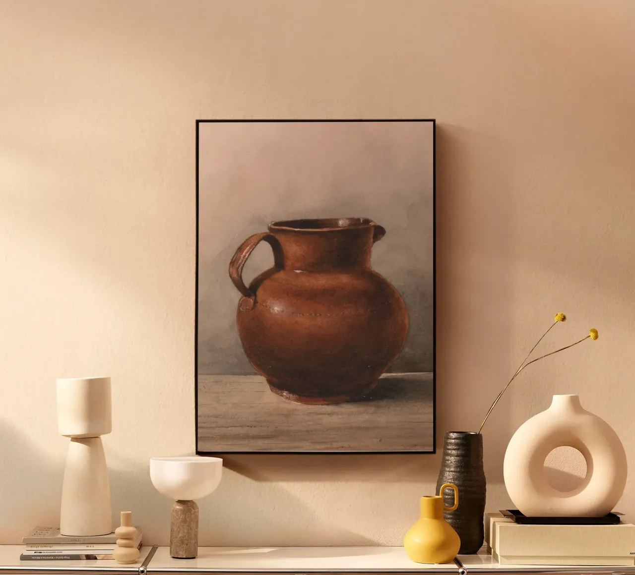Bodegón de jarra de gres rústico - Vintage Kitchen Art metacrilato de ClubArt