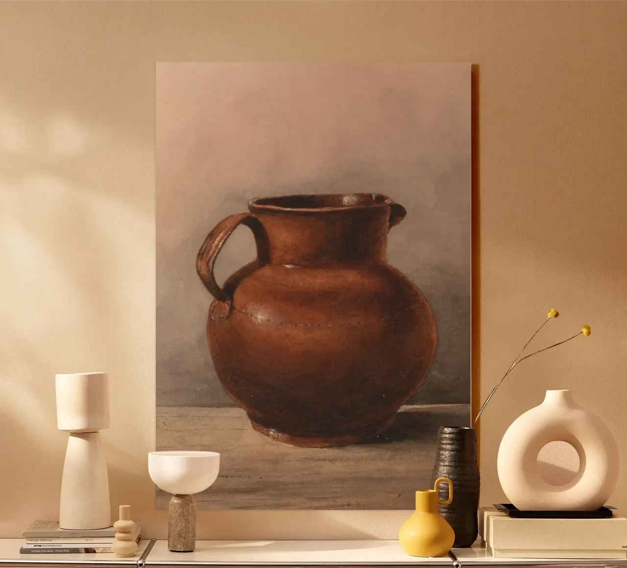 Bodegón de jarra de gres rústico - Vintage Kitchen Art metacrilato de ClubArt