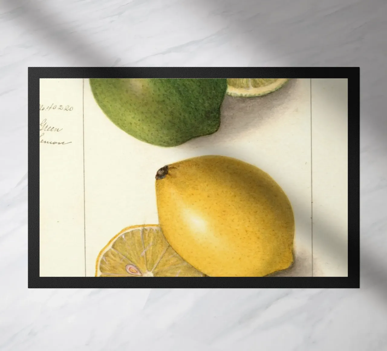 Vintage Lemon & Lime Botanical Print - Citrus Kitchen Art felpudo de ClubArt