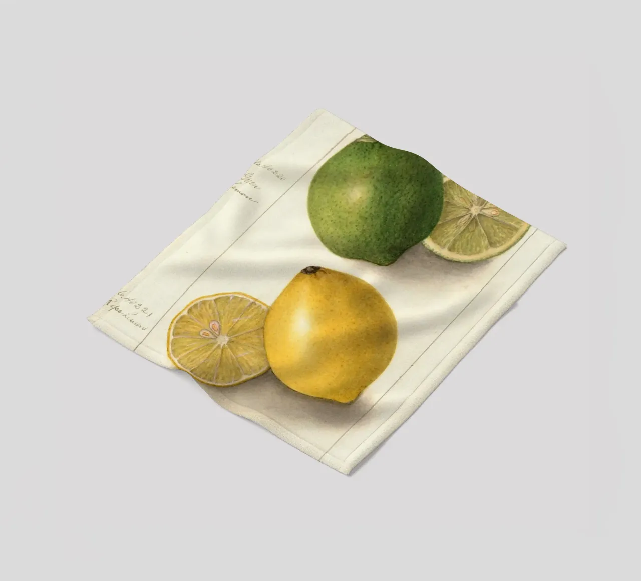 Vintage Lemon & Lime Botanical Print - Citrus Kitchen Art fleece blanket by ClubArt