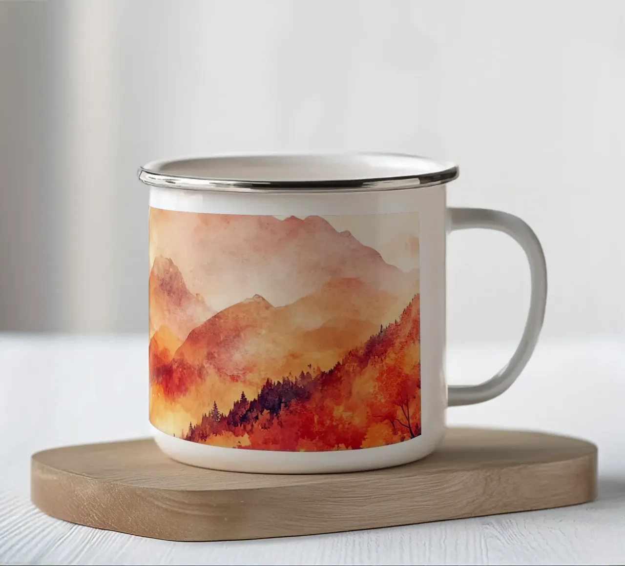 Oltre le nuvole: la montagna tazza in smalto da Théïa's Fantasia World