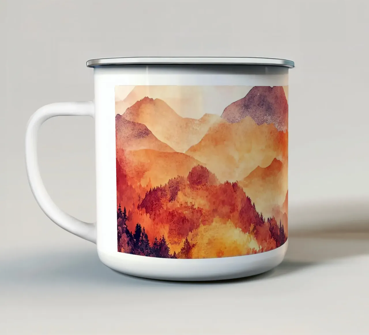 Oltre le nuvole: la montagna tazza in smalto da Théïa's Fantasia World