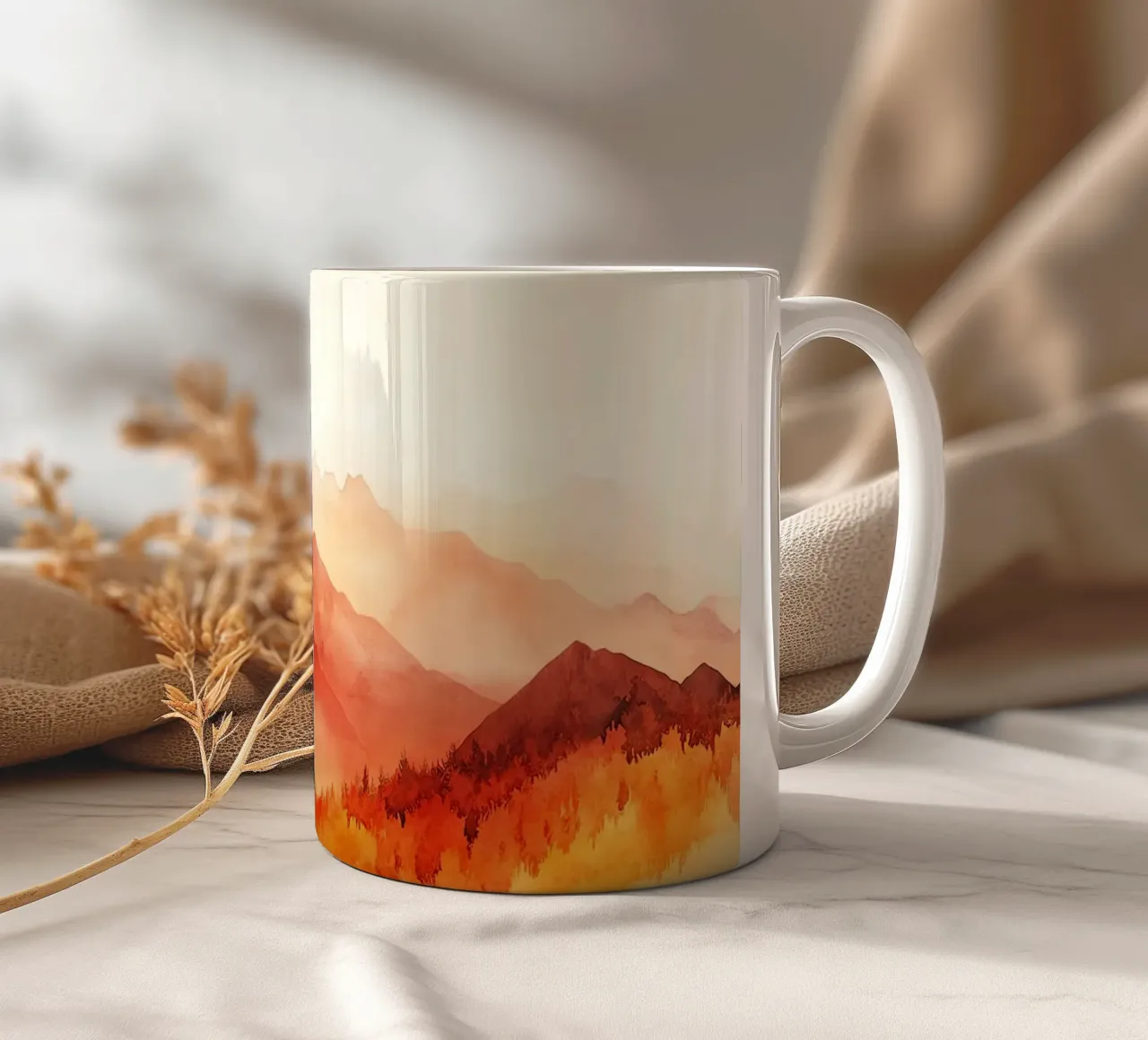 Montagne d'autunno tazza in ceramica da Théïa's Fantasia World