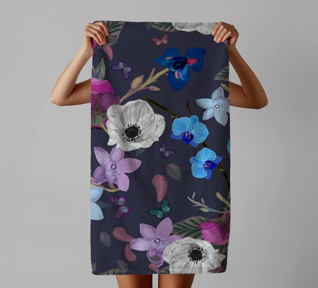 Orchidea primulacea e iris asciugamano da bagno da gulsengunel