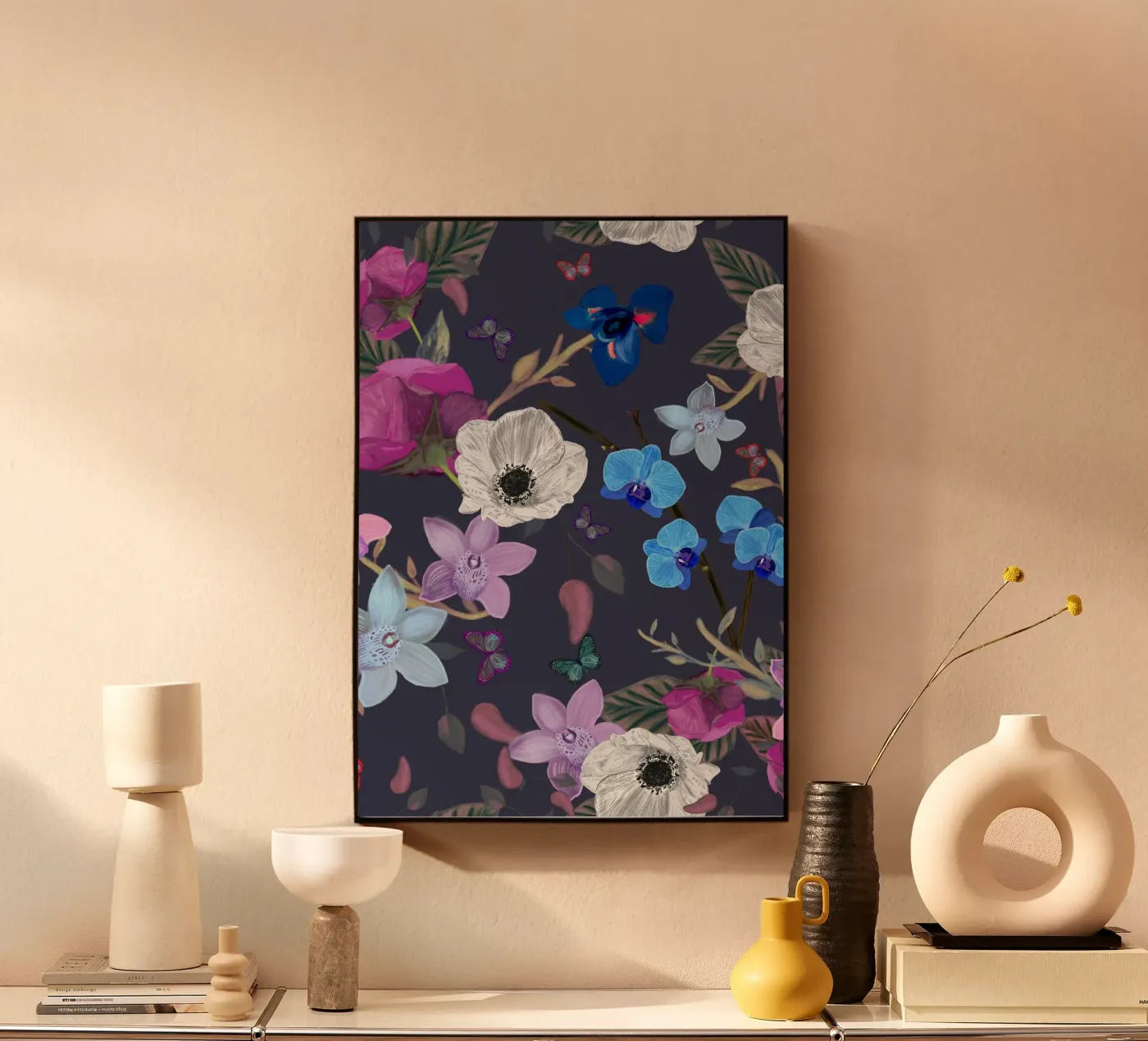 Orchid primulacea and iris acryl van gulsengunel