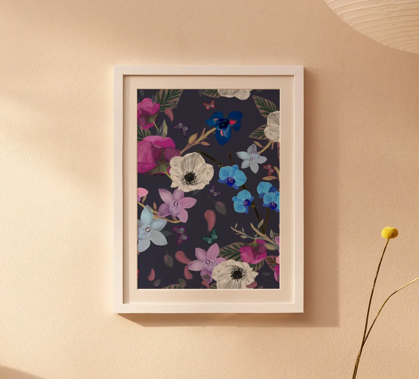 Orchid primulacea and iris Poster von gulsengunel