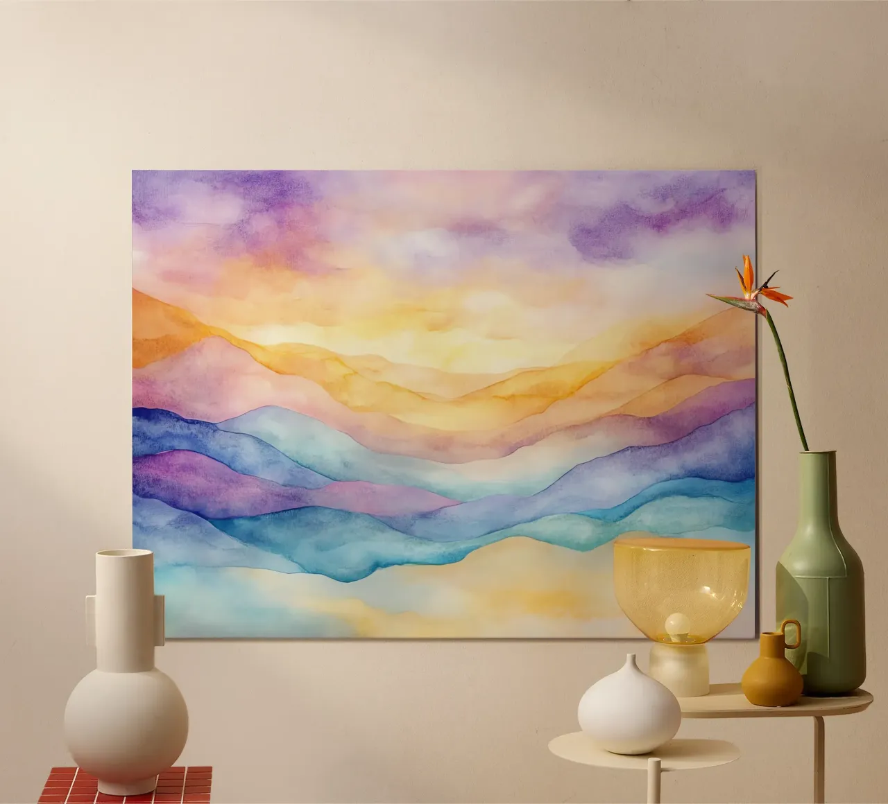 Sagome di montagna poster con telaio in legno da Théïa's Fantasia World