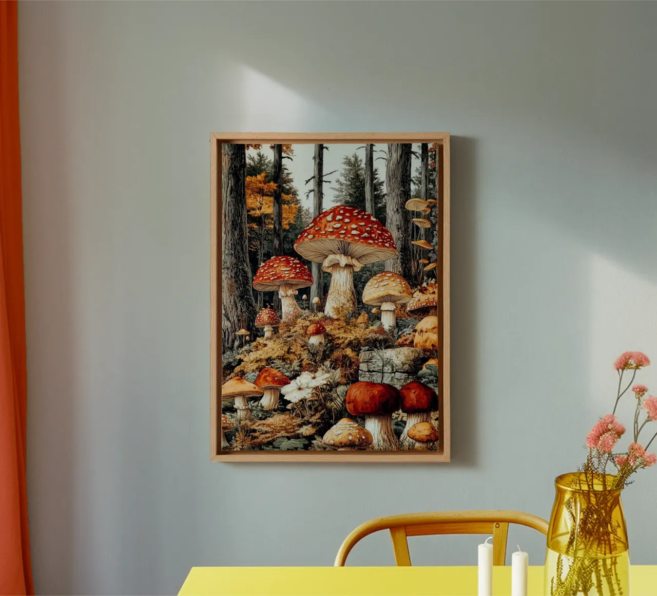 Mushrooms nature art canvas by Justyna Jaszke JBJart