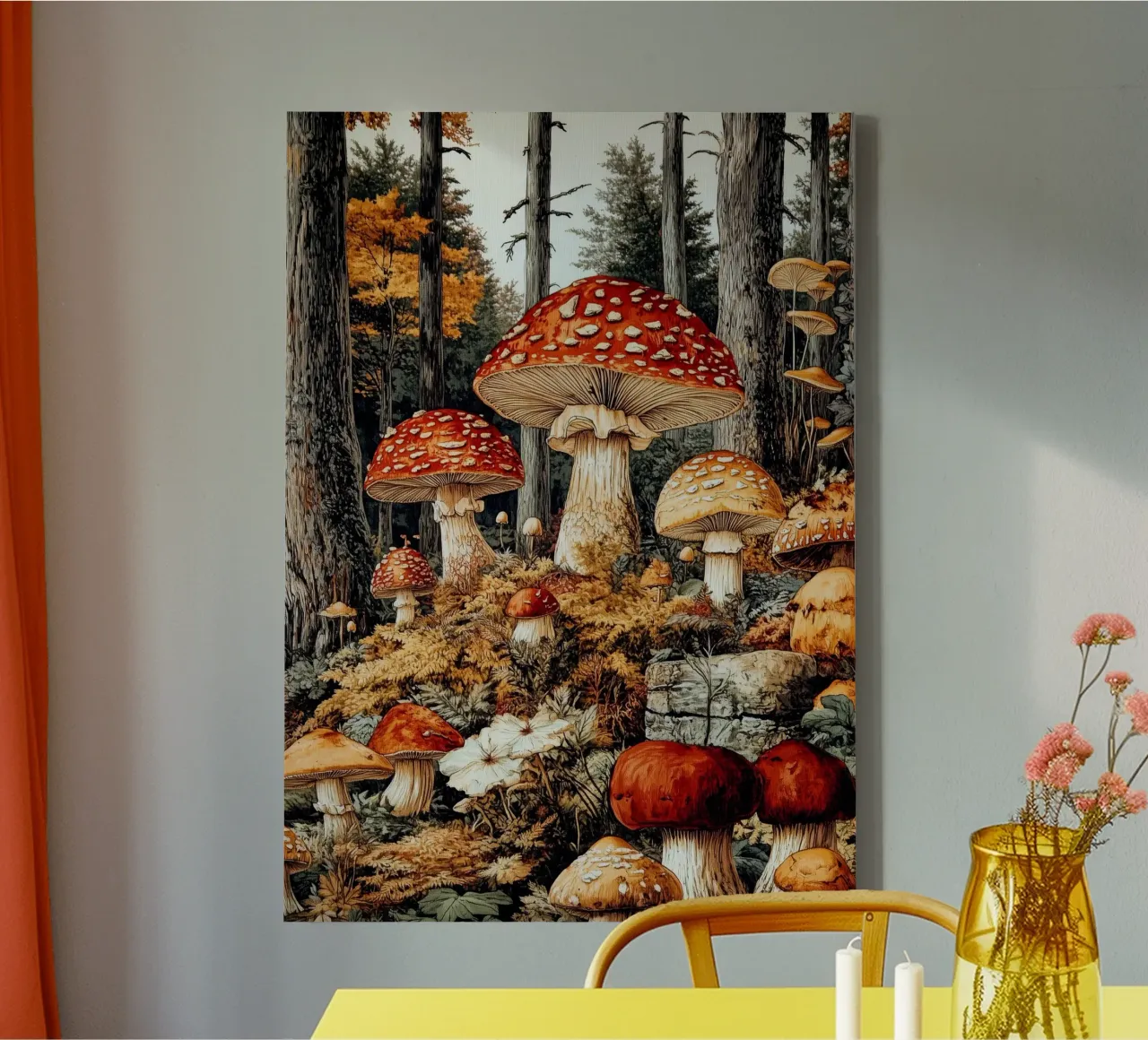 Mushrooms nature art canvas by Justyna Jaszke JBJart