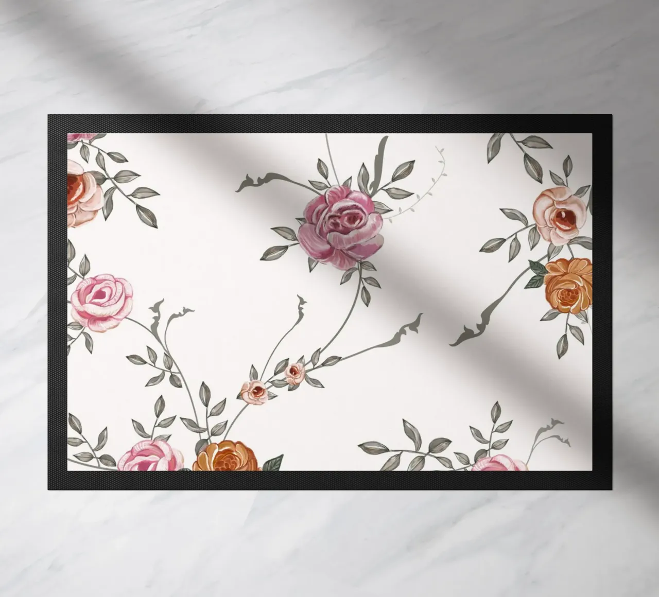 Oily flower pattern doormat by gulsengunel