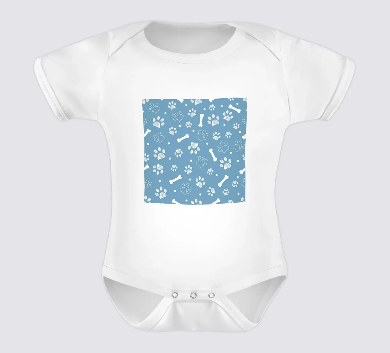 Sfondo navy con zampa e ossa bianche body neonato maniche corte da gulsengunel