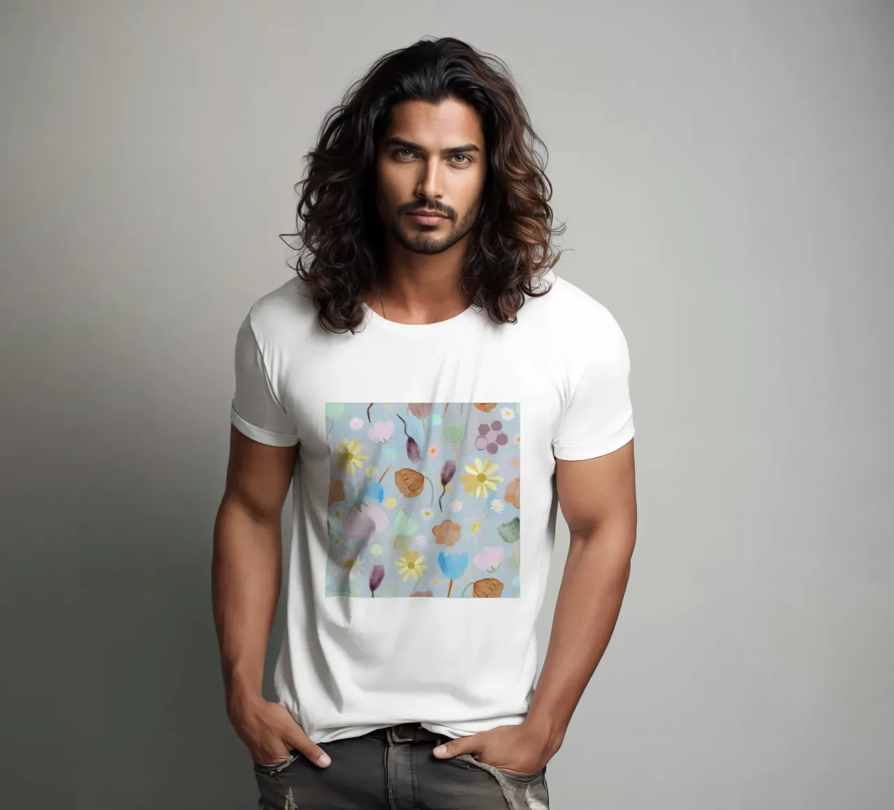 natures calm poppies and daisies pattern t-shirt by gulsengunel
