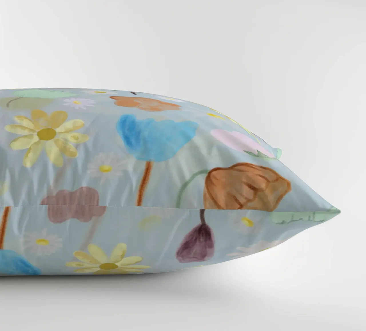 natures calm poppies and daisies pattern decorative cushion by gulsengunel