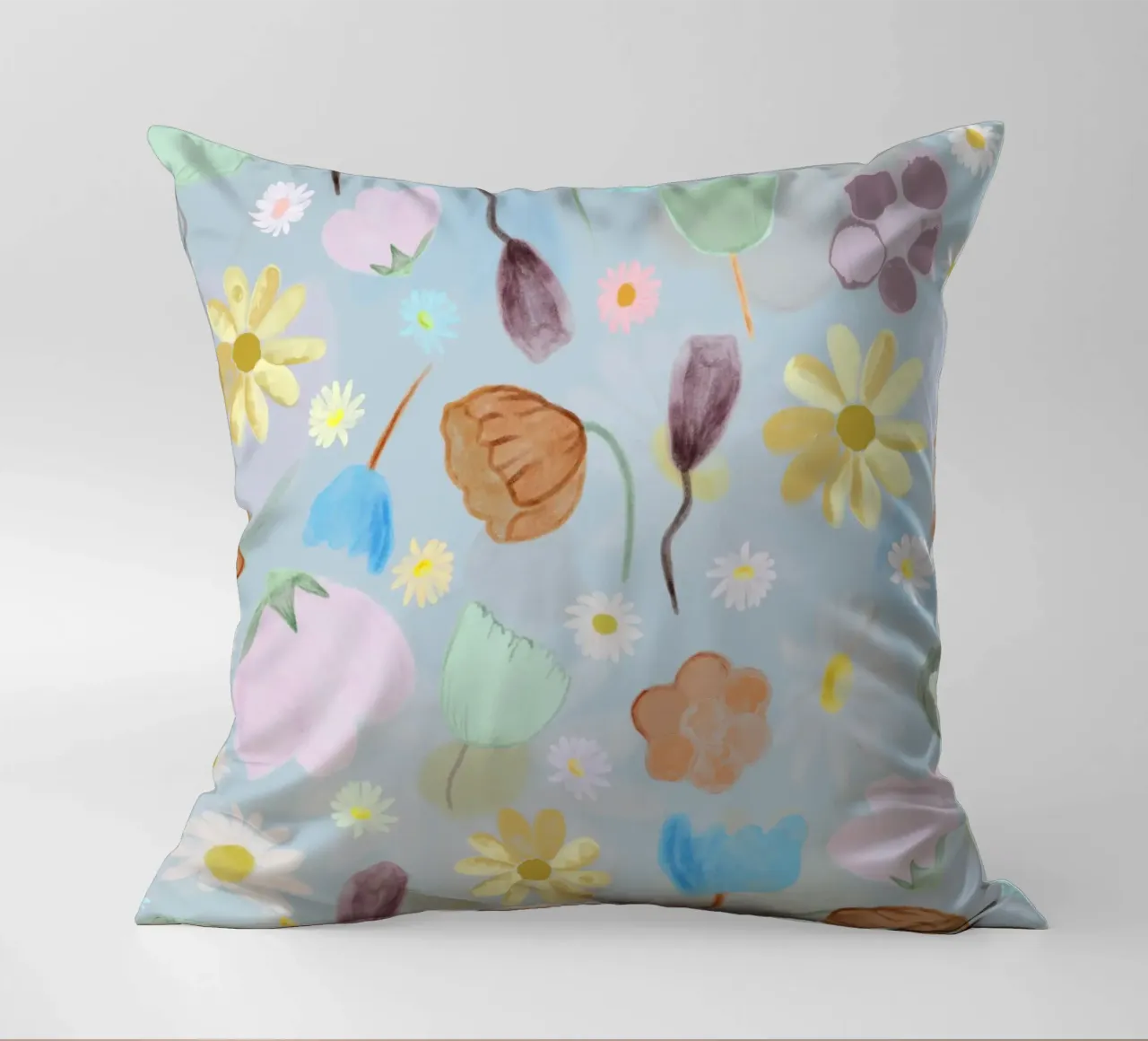 natures calm poppies and daisies pattern decorative cushion by gulsengunel