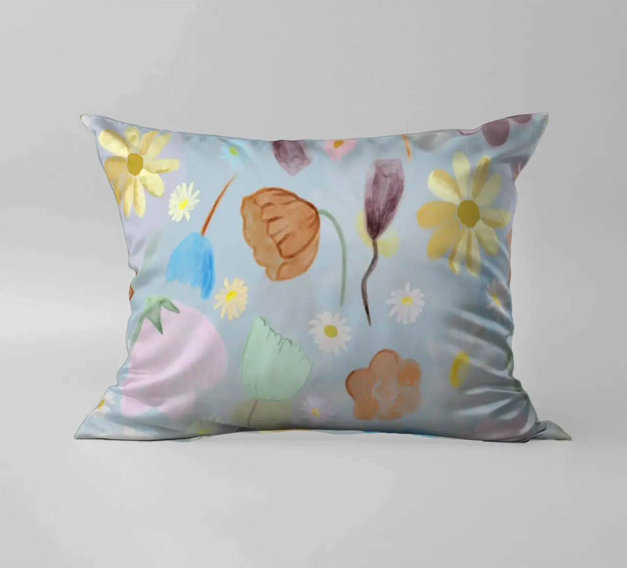 natures calm poppies and daisies pattern decorative cushion by gulsengunel