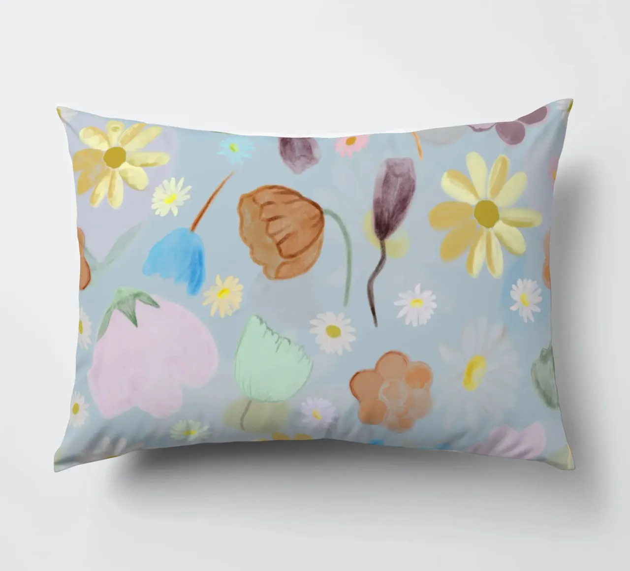 natures calm poppies and daisies pattern decorative cushion by gulsengunel