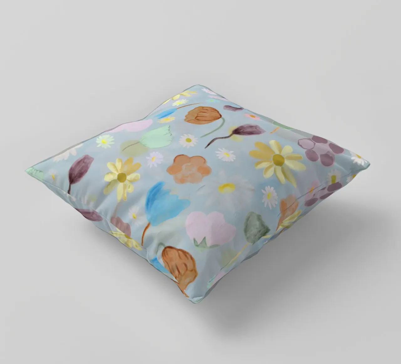 natures calm poppies and daisies pattern decorative cushion by gulsengunel