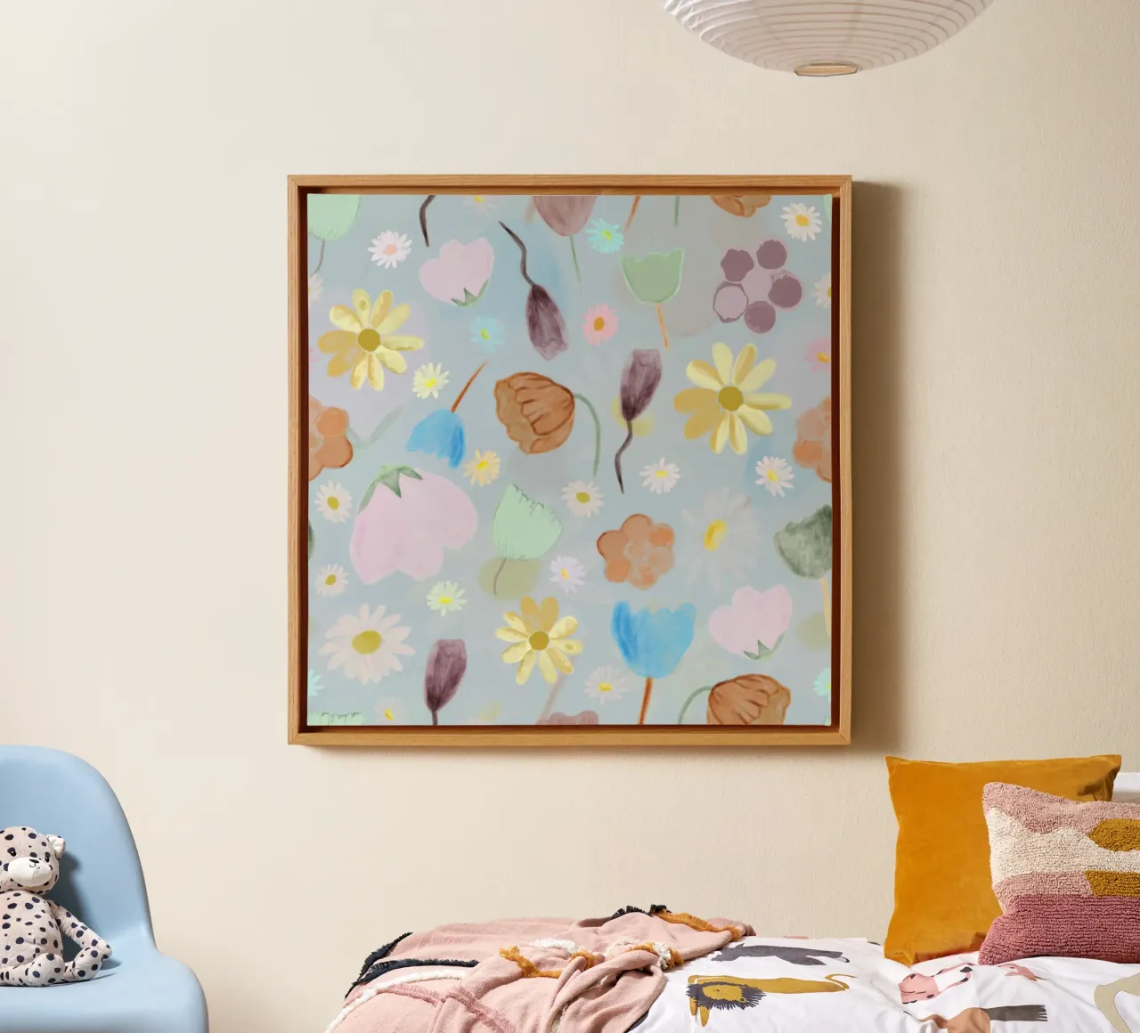 natures calm poppies and daisies pattern canvas by gulsengunel