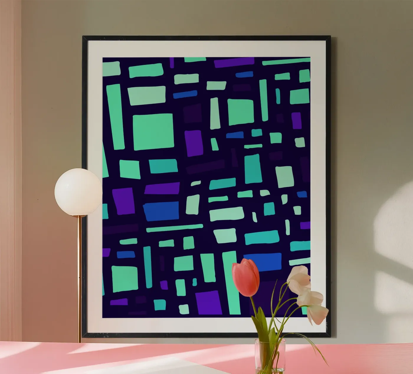 Neon grid poster by Artezza