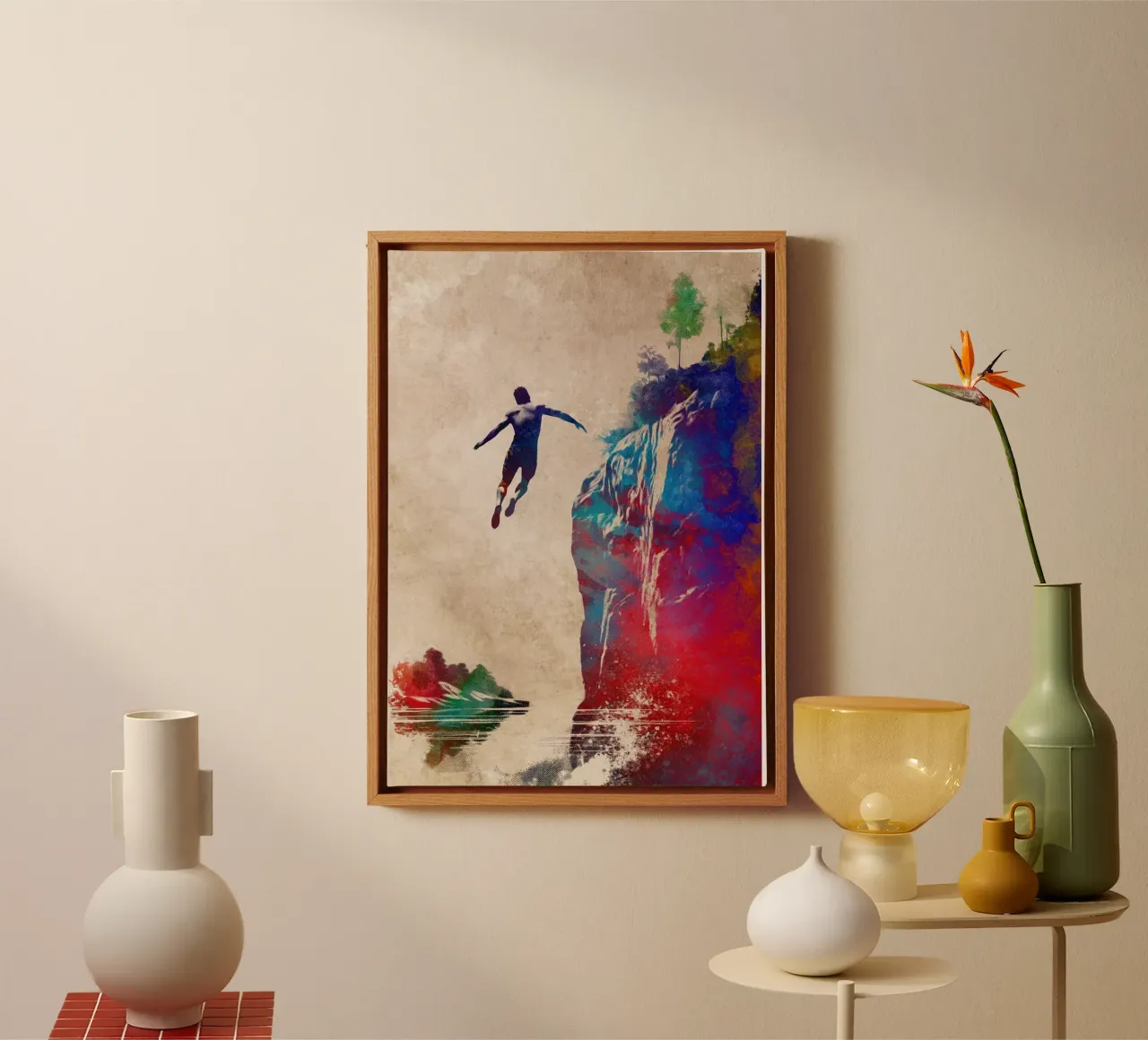 Springen naar de watersport kunst canvas met Baklijst van SPORT