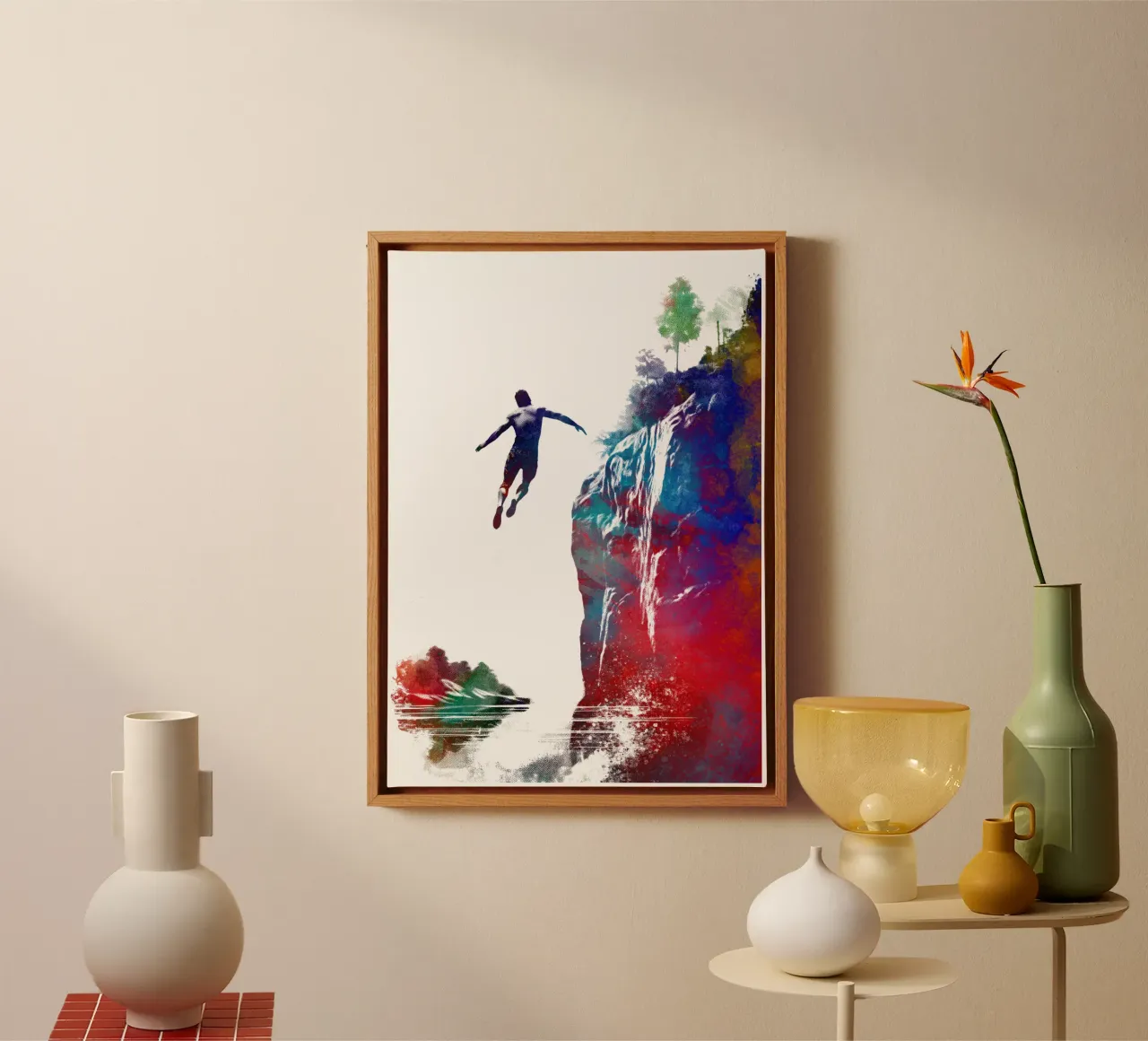 Springen naar de watersport kunst wit canvas met Baklijst van SPORT