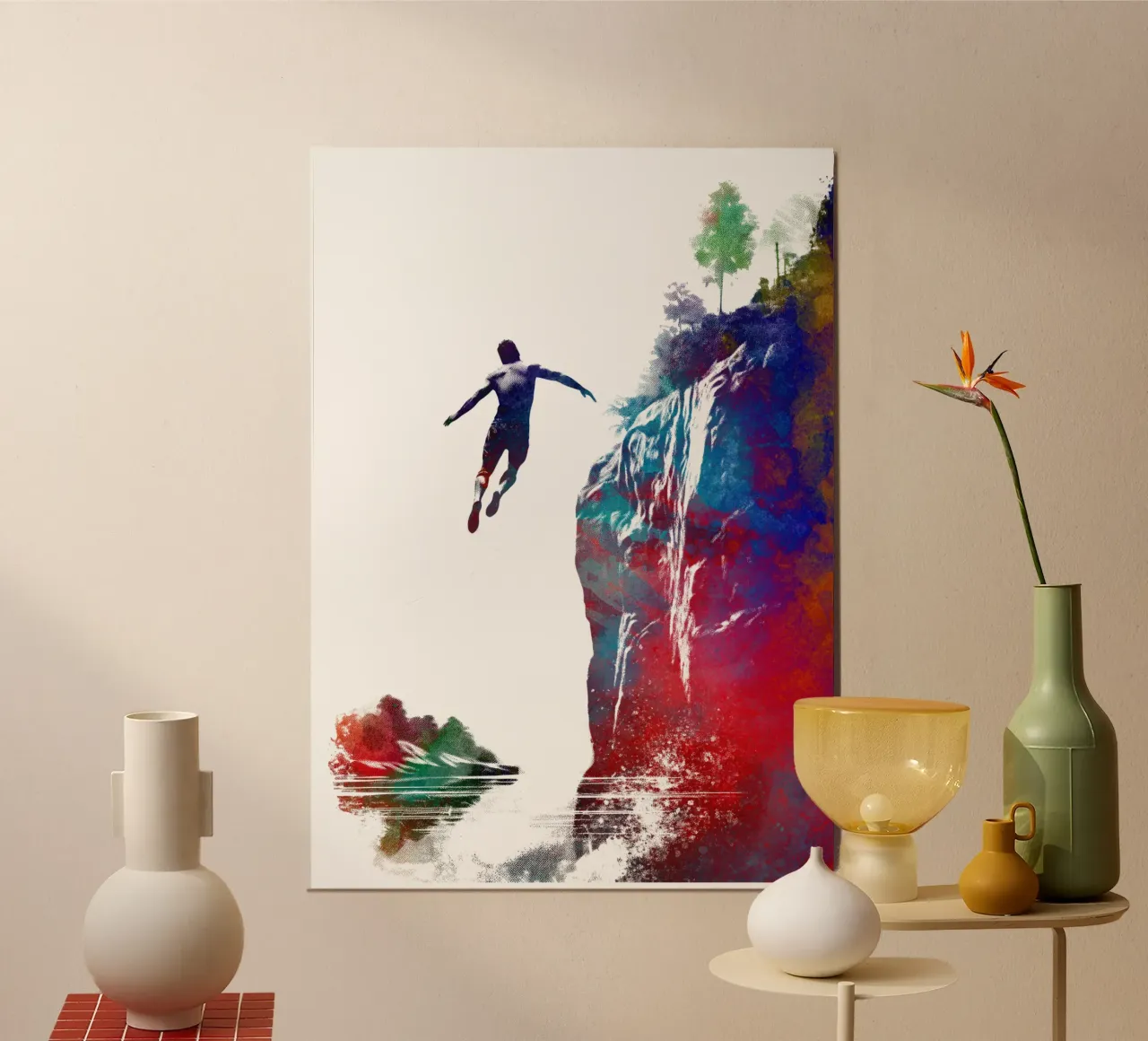 Springen zur Wassersportart Weiß Poster von SPORT