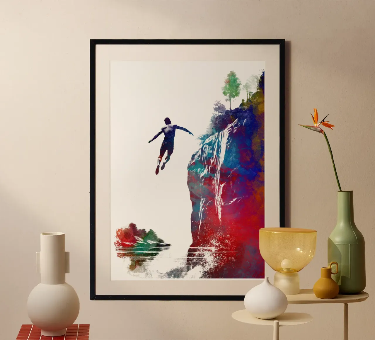 Springen zur Wassersportart Weiß Poster von SPORT