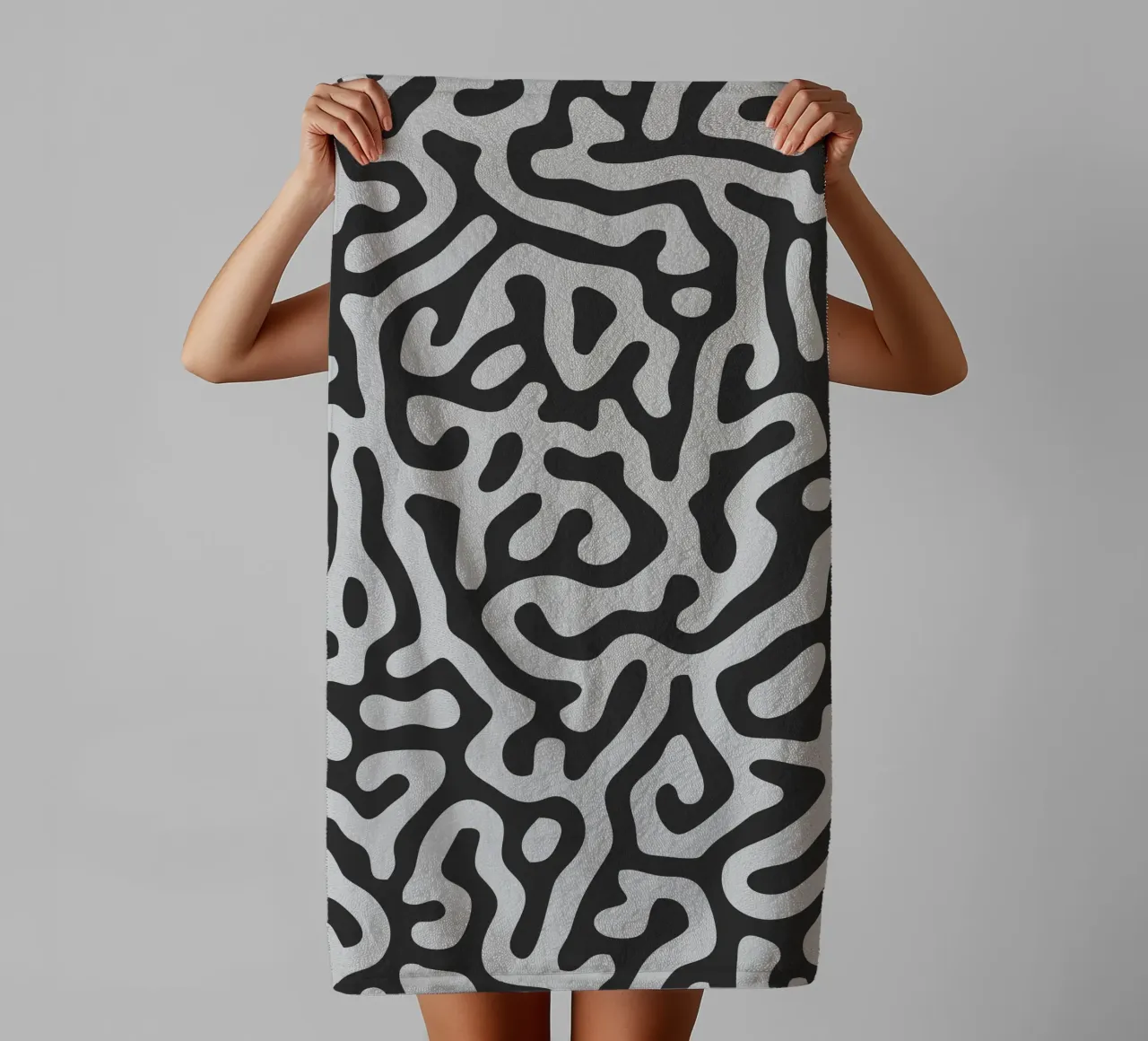 Labyrinth of lines towel by Artezza