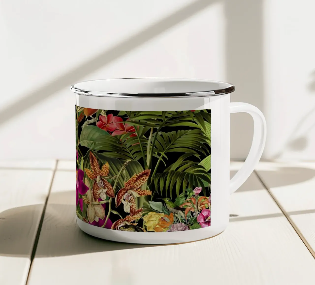 Serpente Principessa Fantasy Jungle Nero tazza in smalto da Andrea Haase Vintage World