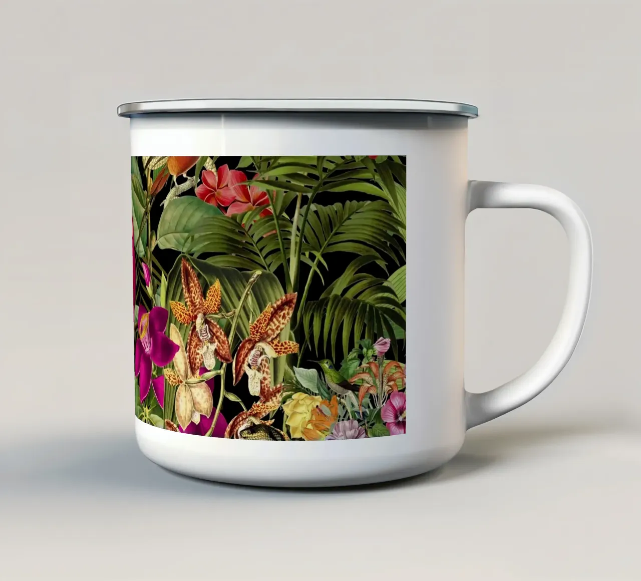 Serpente Principessa Fantasy Jungle Nero tazza in smalto da Andrea Haase Vintage World