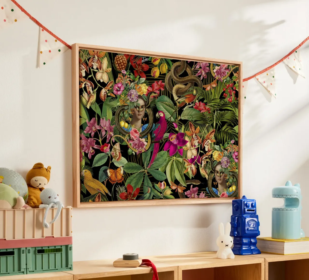 Serpente Principessa Fantasy Jungle Nero tela con Cornice a cassetta da Andrea Haase Vintage World