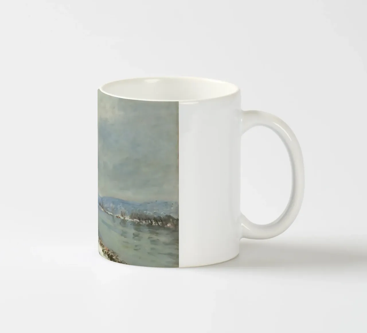 Monet Snow at Lavacourt Impressionist River Landscape ceramic mug by ClubArt