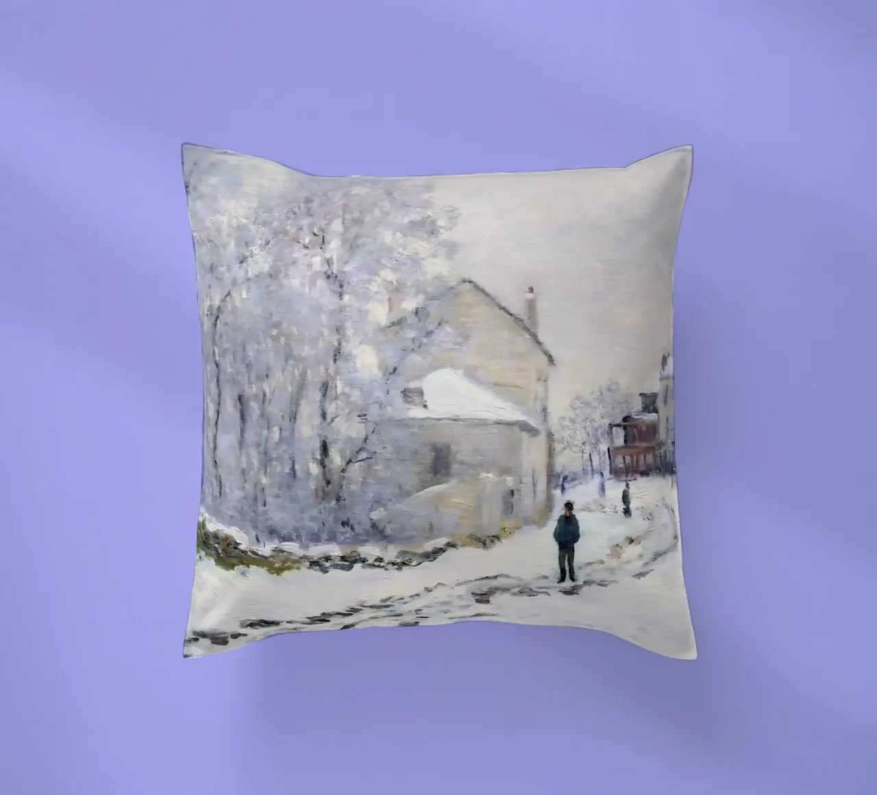 Monet Neve ad Argenteuil - Paesaggio invernale impressionista cuscino da ClubArt