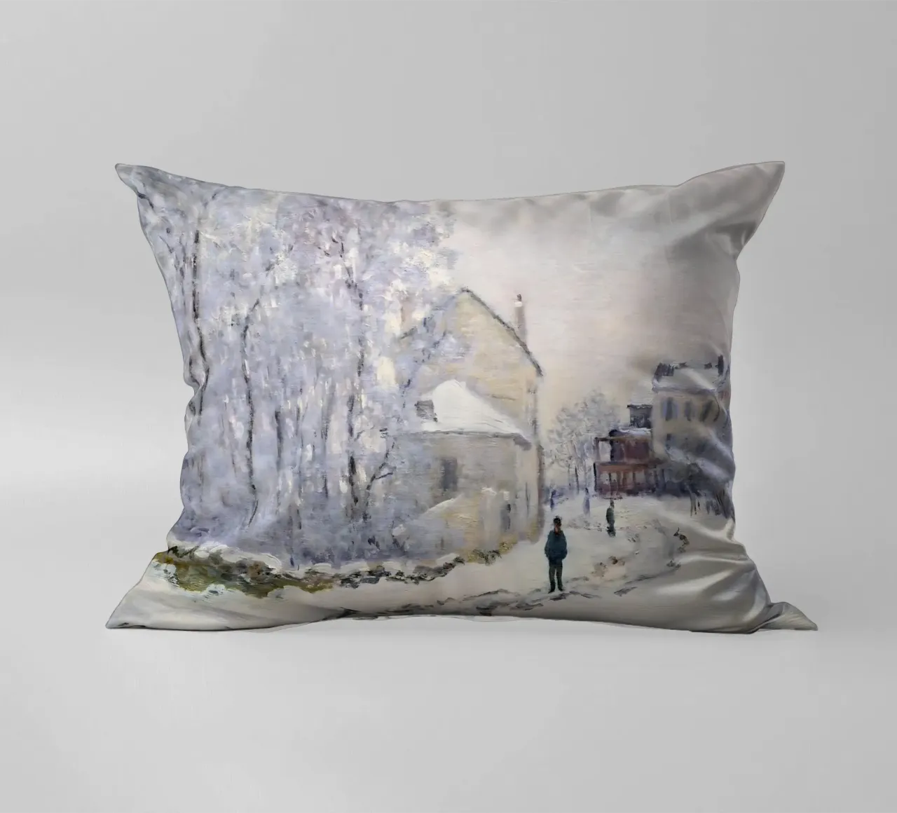 Monet Neve ad Argenteuil - Paesaggio invernale impressionista cuscino da ClubArt