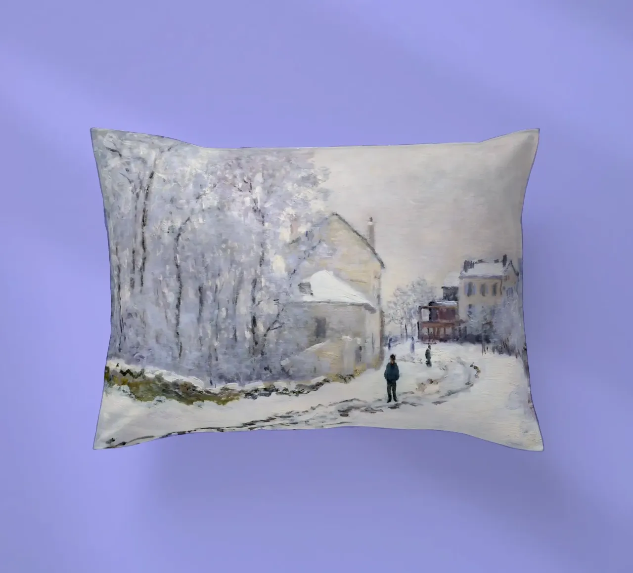 Monet Neve ad Argenteuil - Paesaggio invernale impressionista cuscino da ClubArt