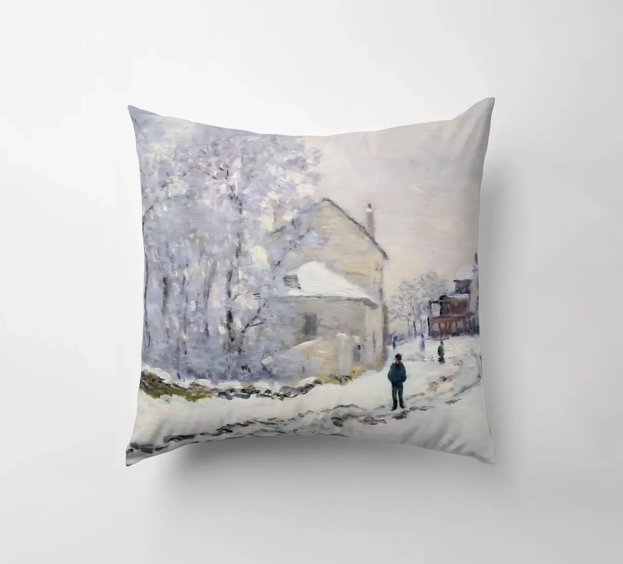 Monet Neve ad Argenteuil - Paesaggio invernale impressionista cuscino da ClubArt
