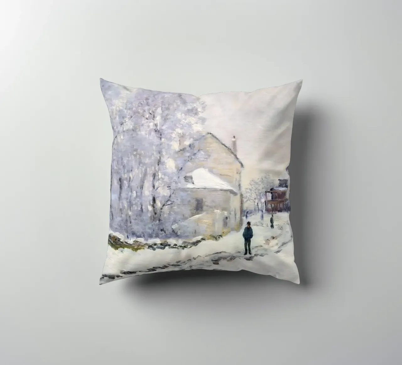 Monet Neve ad Argenteuil - Paesaggio invernale impressionista cuscino da ClubArt
