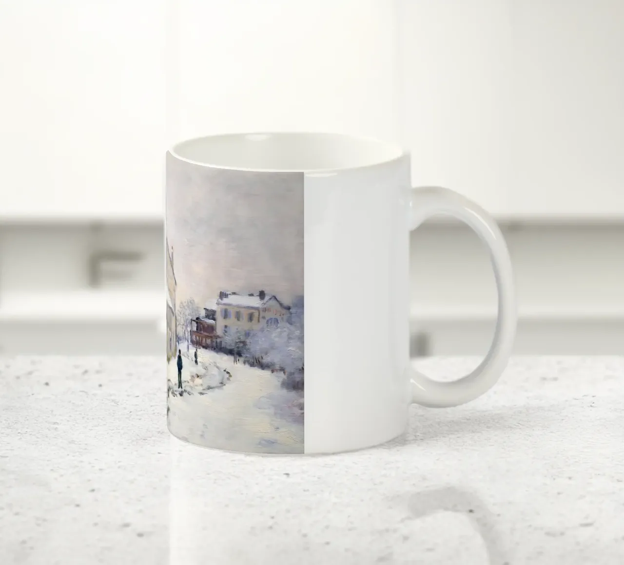 Monet Neve ad Argenteuil - Paesaggio invernale impressionista tazza in ceramica da ClubArt
