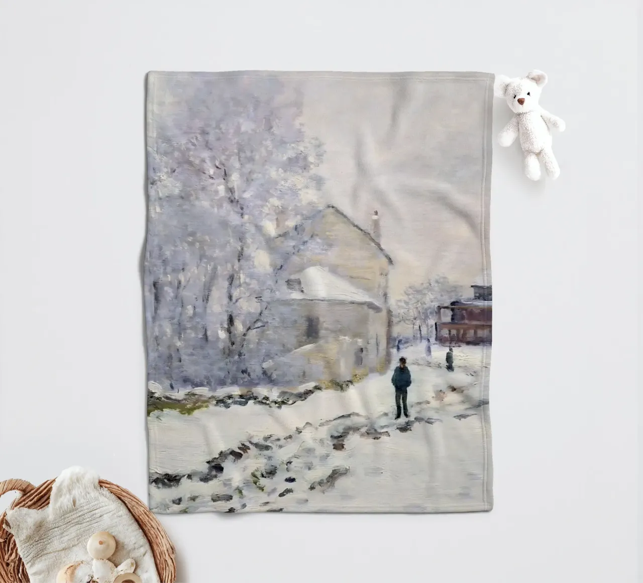 Monet Neve ad Argenteuil - Paesaggio invernale impressionista coperta in pile da ClubArt