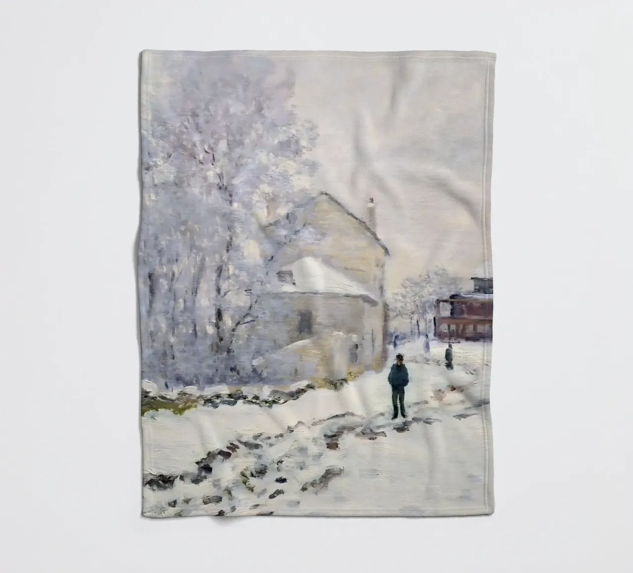 Monet Neve ad Argenteuil - Paesaggio invernale impressionista coperta in pile da ClubArt