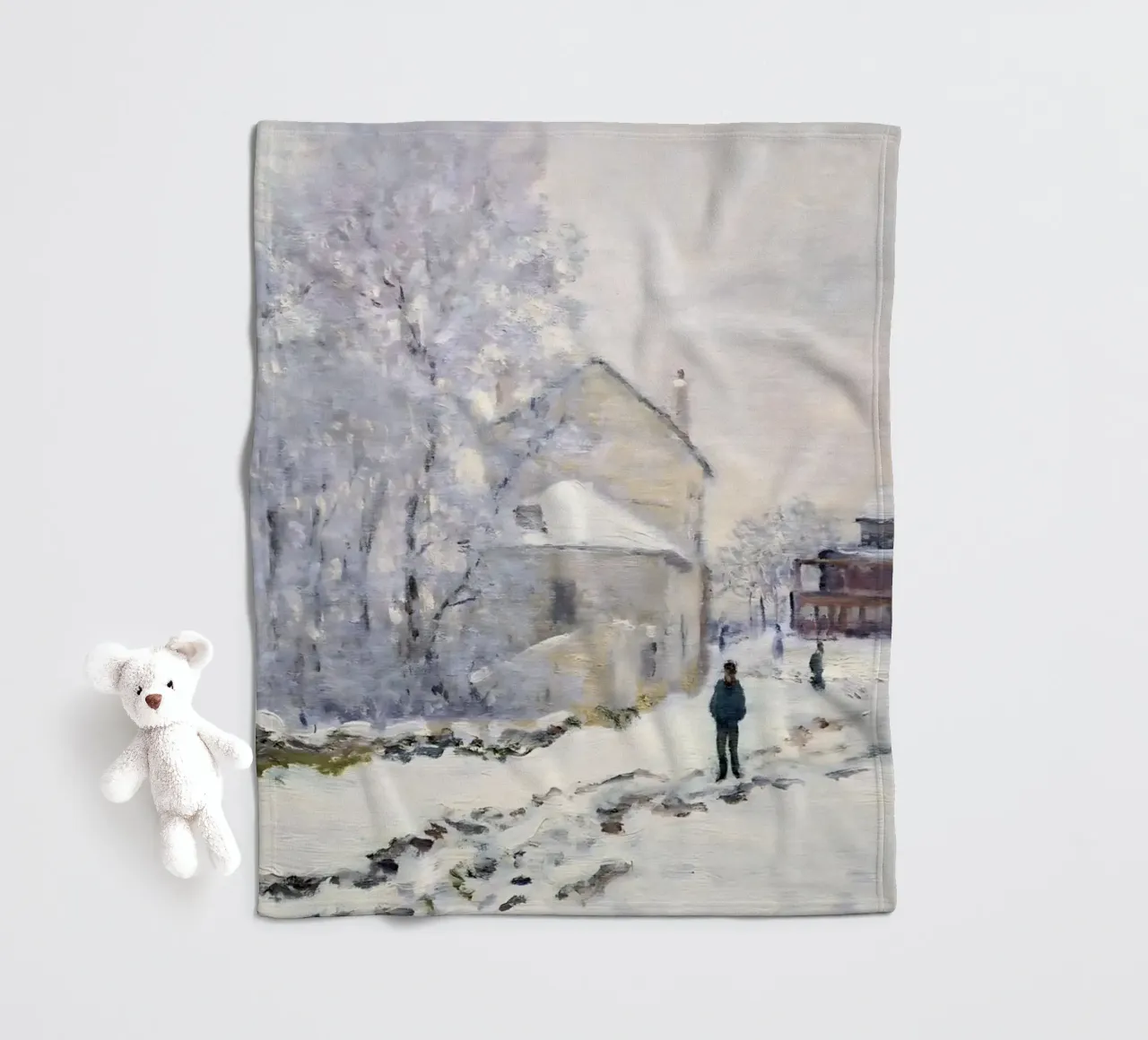 Monet Neve ad Argenteuil - Paesaggio invernale impressionista coperta in pile da ClubArt
