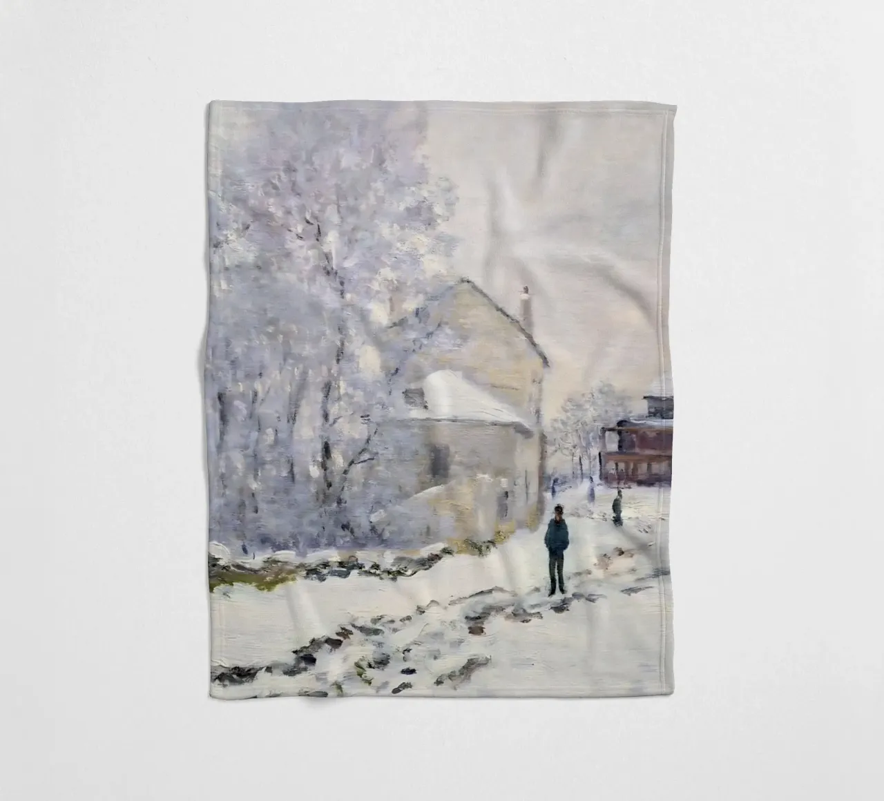 Monet Neve ad Argenteuil - Paesaggio invernale impressionista coperta in pile da ClubArt