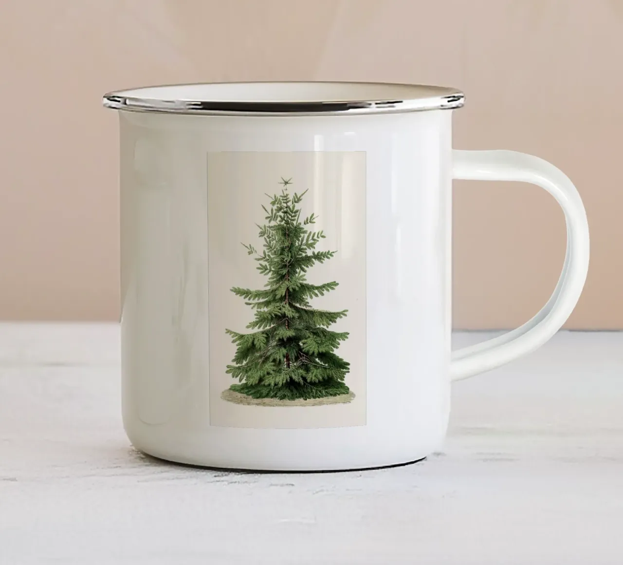 Botanische print van sparrenboom - Nordic Forest Art emaille mok van ClubArt