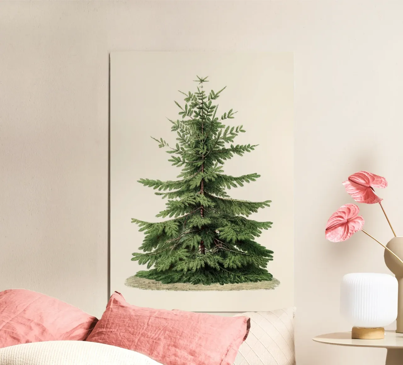 Botanische print van sparrenboom - Nordic Forest Art poster met houten frame van ClubArt